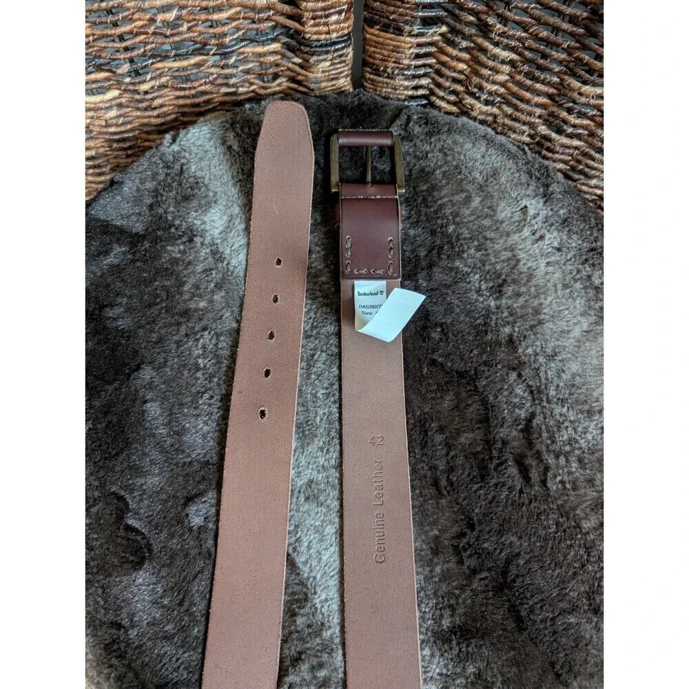 NWOT Timberland Leather Belt Men 42 Brown Western Boho Casual Minimalist Cowboy